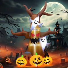11.8 FT Inflatable Halloween Tree with LED Lighting - Ideal for Festive Outdoor Decor