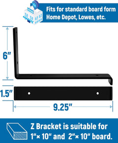 10 Inch Shelf Bracket for DIY Floating Shelf - 4 Pack,