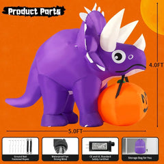 5FT Inflatable Halloween Dinosaur - Illuminate Your Halloween with Engaging Decorations