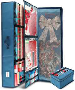 Christmas Wrapping Paper Storage Organizer - Large Under-Bed Container for Holiday Gift Wrap & Accessories by Steel Blue