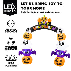 8-Foot Inflatable Pumpkin Archway for Halloween Yard Decorations