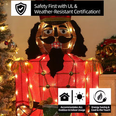 61-Inch Outdoor Nutcracker Yard Decoration with Warm White LED Lights