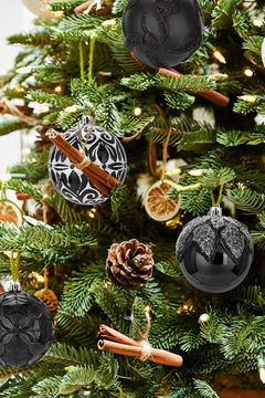 3.15" Black Shatterproof Christmas Ball Ornaments Set of 12 - Large Hanging Decorations for Holiday Wreaths and Home Decor