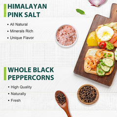 Elevate Your Cooking with Himalayan Pink Salt & Organic Black Peppercorns - Non-GMO Spice Seasoning Set for Perfect Flavor!