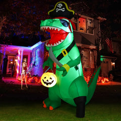 7FT Inflatable Pirate Dinosaur for Halloween Outdoor Decorations and Celebrations