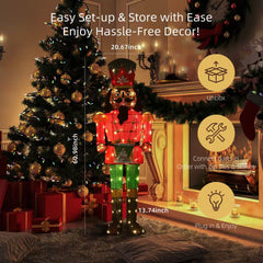 61-Inch Outdoor Nutcracker Yard Decoration with Warm White LED Lights