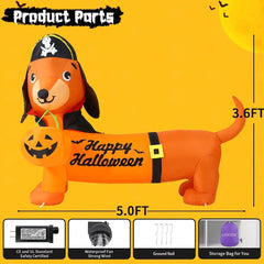 5 FT Inflatable Halloween Dog Decorations for Yard or Garden Display
