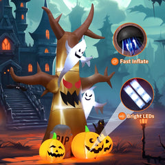 11.8 FT Inflatable Halloween Tree with LED Lighting - Ideal for Festive Outdoor Decor