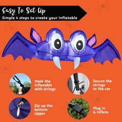 6 FT Halloween Inflatable Bat Decoration with Built-In LED Light 