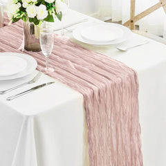 Dust Pink Table Runner 17X108 Inches for 1 Pack Galentines Day Decor Cheesecloth Table Runner 9FT Boho Decor Spring Tablerunner for Wedding Party Easter Table Decorations Baby Shower