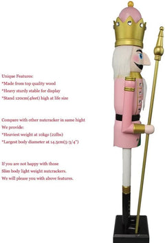Life-Size 4-Foot Wooden Nutcracker King and Soldier Decoration - Commercial Quality Christmas Ornament YK16