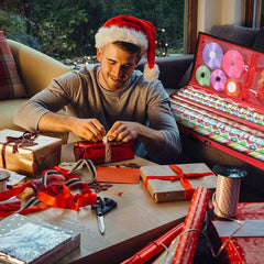 Wrapping Paper Storage Organizer for 30-Inch Rolls | Under Bed Gift Wrap Holder | Dimensions: 31” x 13.5” x 4.5” | Made from Durable 600D Oxford Fabric | Features Pockets for Ribbons, Bows, and Accessories (Red)