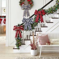 Buffalo Plaid Burlap Wired Ribbon Set for Holiday Decoration, Gift Wrapping, Wreaths, and Crafts, 2.5 Inches Wide, Total of 12 Yards (Natural Patchwork in Red and Black)