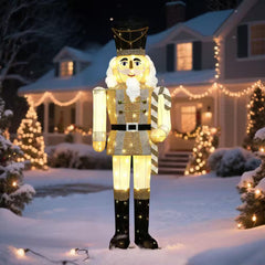 61-Inch Outdoor Nutcracker Yard Decoration with Warm White LED Lighting