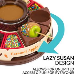 Indulge in Sweetness with Our Chocolate & Caramel Fondue Pot - Complete with 25 Sticks & Toppings Trays for Endless Fun!
