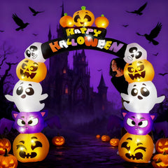 8-Foot Inflatable Pumpkin Archway for Halloween Yard Decorations