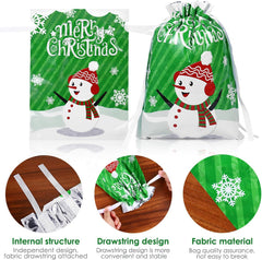30PCS Christmas Drawstring Bags: Assorted Sizes Holiday Foil Wrapping Sacks Pouches Xmas Treat Bags Reusable Christmas Wrap Bag for Xmas Presents Party Favor
