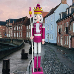 6-Foot Tall Life-Size Purple Glitter Wooden Nutcracker King Ornament with Scepter for Christmas, Events, and Weddings (Model K32)