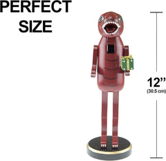 Charming Red Dinosaur 12-Inch Traditional Wooden Nutcracker - A Festive Addition to Your Christmas Décor