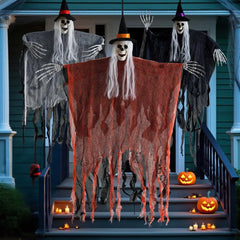 Enhance Your Halloween Decor with a Set of 3 Hanging Ghosts for a Spooky Atmosphere