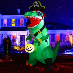7FT Inflatable Pirate Dinosaur for Halloween Outdoor Decorations and Celebrations