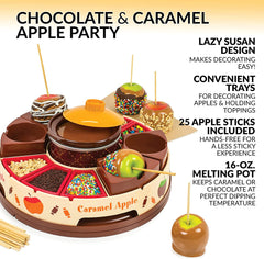 Indulge in Sweetness with Our Chocolate & Caramel Fondue Pot - Complete with 25 Sticks & Toppings Trays for Endless Fun!