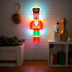 Christmas Nutcracker Neon Sign - UV Printed LED Wall and Table Decor, USB Powered, Perfect for Holiday Settings, 16.9 x 6.1 Inches