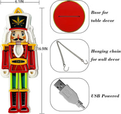 Christmas Nutcracker Neon Sign - UV Printed LED Wall and Table Decor, USB Powered, Perfect for Holiday Settings, 16.9 x 6.1 Inches