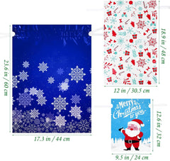 30PCS Christmas Drawstring Bags: Assorted Sizes Holiday Foil Wrapping Sacks Pouches Xmas Treat Bags Reusable Christmas Wrap Bag for Xmas Presents Party Favor