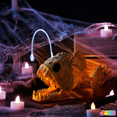 "Spooky Skeleton Fish Decor with LED Eyes for Halloween Outdoor Parties! 🎃👻 #HalloweenDecor #HauntedHouse"