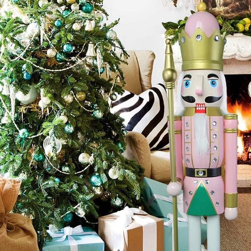 Life-Size 4-Foot Wooden Nutcracker King and Soldier Decoration - Commercial Quality Christmas Ornament YK16