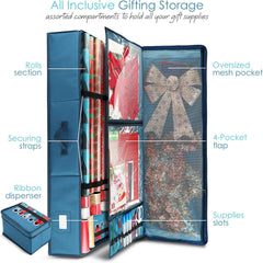 Christmas Wrapping Paper Storage Organizer - Large Under-Bed Container for Holiday Gift Wrap & Accessories by Steel Blue