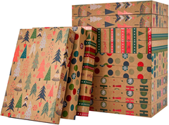 12 Pack of 14" Brown Large Christmas Gift Boxes with Lids - Perfect for Clothes and Presents!