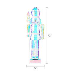 Light-Up Prismatic Nutcracker Christmas Decoration for Indoor and Outdoor Use, Iridescent, 6 Feet
