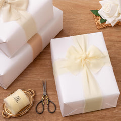 2" x 21 Yd Chiffon Ribbon in Sand and Nude for Floral Arrangements, Gift Wrapping, and Handmade Frayed Decorations for Weddings and Holiday Celebrations