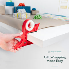 Wrapping Paper Clamps - 2-in-1 Gift Wrap Holders with Integrated Tape Dispensers for Easy and Neat Gift Wrapping