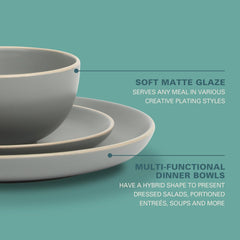 Transform Your Dining Table with the Stunning Rockaway 12-Piece Grey Matte Dinnerware Set for 4!