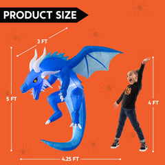 5 FT Inflatable Ice Dragon for Halloween Yard Decoration - Ideal for Neighborhood Festivities