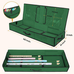 40-Inch Durable 600D Oxford Fabric Wrapping Paper Storage Organizer with Adjustable Dividers for Ribbons and Holiday Accessories - Green