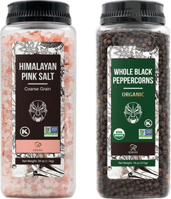 Elevate Your Cooking with Himalayan Pink Salt & Organic Black Peppercorns - Non-GMO Spice Seasoning Set for Perfect Flavor!