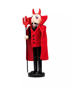 Devil-Themed 14-Inch Halloween Nutcracker with Pitchfork Design