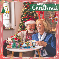 6-Piece Wooden Nutcracker Fairy Ballet Christmas Table Centerpiece Set with Mouse King Soldier Signs for Holiday Home Decor and Tiered Tray Display