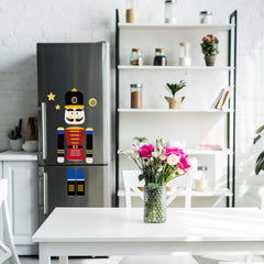 Set of 10 Christmas Nutcracker Refrigerator Magnets - Decorative Holiday Stickers for Fridge, Cabinets, and Office (Classic Red and Blue Design)