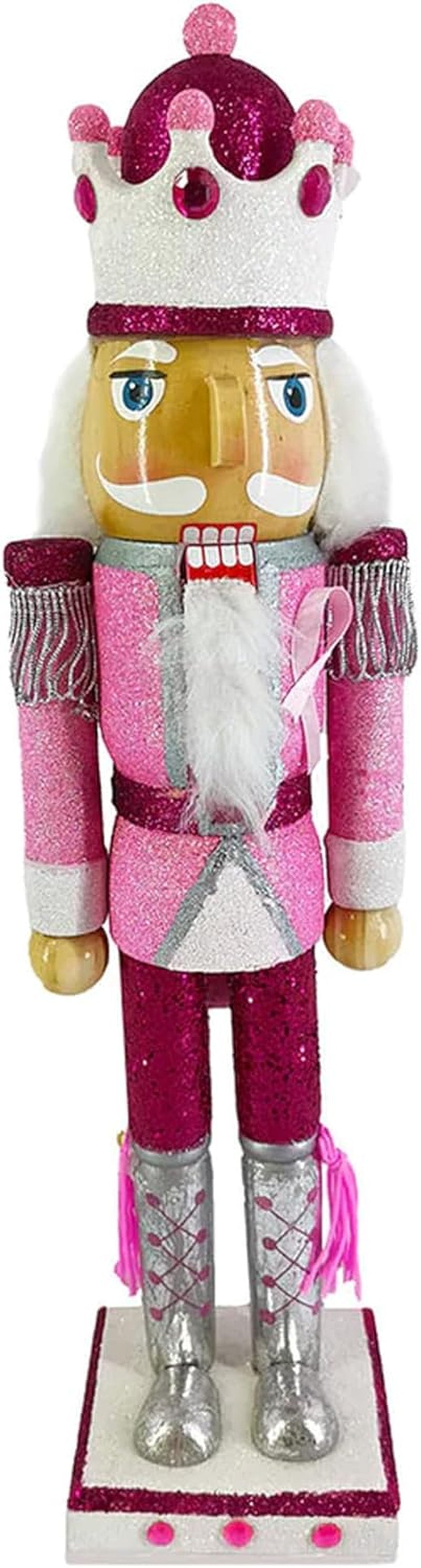 Pink Nutcracker Christmas Ornament - 15 Inch Wooden Soldier Decoration for Breast Cancer Awareness, Holiday Home Decor, Ideal for Christmas Celebrations
