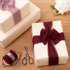 Burgundy Chiffon Ribbon - 2 Inches x 21 Yards - Perfect for Floral Arrangements, Gift Wrapping, Handmade Frayed Details, Weddings, and Holiday Decor