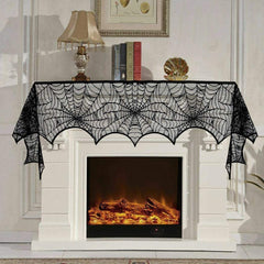 🕷️🕸️ Spook Up Your Halloween! 🎃 Grab our 5-Pack of Black Lace Tablecloth Runners with 36 Scary 3D Bats for the Ultimate Party Vibe! Perfect for your Fireplace & Decor! 🦇✨ #HalloweenDecor #SpookySeason