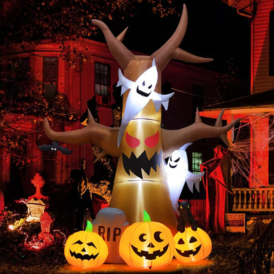 11.8 FT Inflatable Halloween Tree with LED Lighting - Ideal for Festive Outdoor Decor