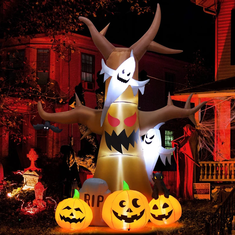 11.8 FT Inflatable Halloween Tree with LED Lighting - Ideal for Festive Outdoor Decor