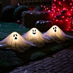 "Spooky Halloween Ghost Decorations - Light up your yard with these flying ghost stakes! 👻🎃 #HalloweenDecor #HauntedHouse"