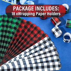 24 Pcs Holiday Wrapping Paper Roll Holders - PVC Covered Metal Clips for Easy Storage & Organization, 3 Stylish Designs